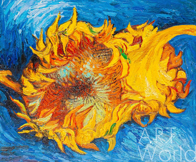 картина масло холст Копия картины Ван Гога "Два срезанных подсолнуха", художник Анджей Влодарчик, Ван Гог Артворлд.ру