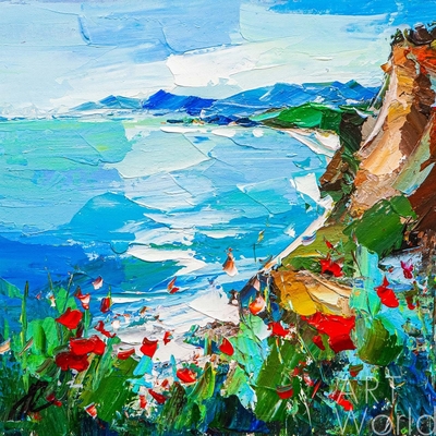 картина масло холст Картина маслом "Вид на море с утёса", Родригес Хосе, LegacyArt Артворлд.ру
