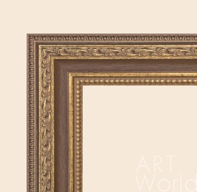 картина масло холст Багет деревянный классический с золотым декором,  Артворлд.ру