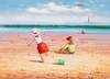 картина масло холст Картина маслом "Дети на пляже. За бумажным змеем N4", Потапова Мария