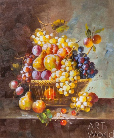 картина масло холст Картина маслом "Натюрморт с фруктами в стиле барокко N3", Потапова Мария Артворлд.ру