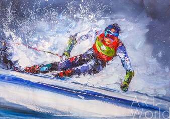 Картина маслом "Горные лыжи N3" Артворлд.ру