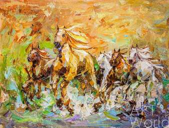 Картина маслом "Табун лошадей" Артворлд.ру
