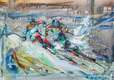картина масло холст Картина маслом "Два лыжника. Вырываясь вперед", Родригес Хосе, LegacyArt
