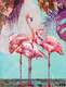 картина масло холст Картина маслом "Семья фламинго", Родригес Хосе, LegacyArt