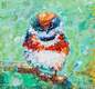 картина масло холст Картина маслом "Серьёзная пташка. Рыжеголовая длиннохвостая синица", Родригес Хосе, LegacyArt