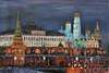 картина масло холст Картина маслом "Москва. Ночной вид на Кремль", Виверс Кристина, LegacyArt