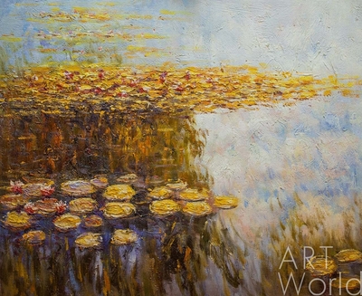 картина масло холст "Водяные лилии", N4, вольная копия С. Камского картины Клода Моне, Моне Клод Артворлд.ру
