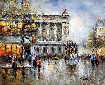 Пейзаж Парижа Антуана Бланшара "Cafe de la Paix Opera (копия Кристины Виверс) " Артворлд.ру