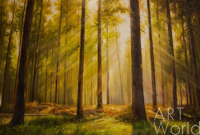 картина масло холст Летний пейзаж маслом "Солнце в лесу", Ромм Александр, LegacyArt Артворлд.ру