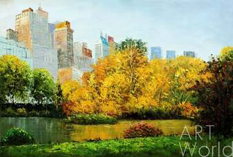 Пейзаж городской маслом "Нью-Йорк. Осень в Центральном парке N2" Артворлд.ру
