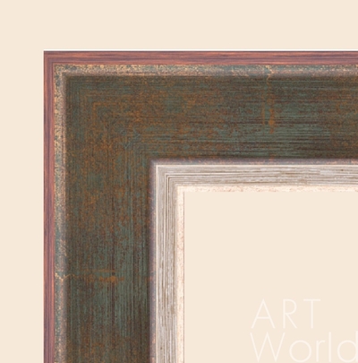картина масло холст Багет деревянный плоский с зелёным оттенком,  Артворлд.ру