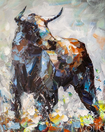 картина масло холст Картина маслом "Иберийский бык", Родригес Хосе, LegacyArt Артворлд.ру