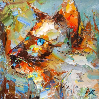 картина масло холст Картина маслом "Портрет сиамской кошки", Родригес Хосе, LegacyArt Артворлд.ру