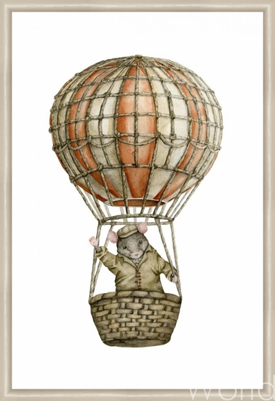 картина масло холст Иллюстрация "Мышонок-путешественник на воздушном шаре", Матвеева Анна, LegacyArt Артворлд.ру
