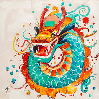Картина маслом "Китайский дракон" Артворлд.ру