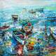картина масло холст Картина маслом "Рыбацкие лодки в порту", Родригес Хосе, LegacyArt