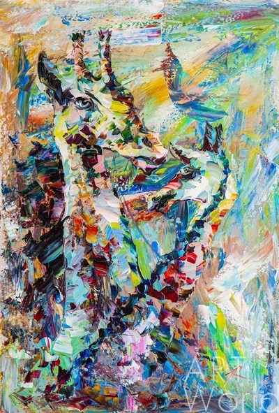 картина масло холст Картина маслом "Жирафы. Мама и малыш", Родригес Хосе, LegacyArt Артворлд.ру