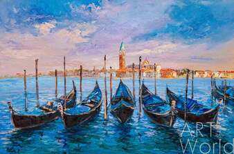 Картина маслом "Венеция. Отдыхающие гондолы" Артворлд.ру