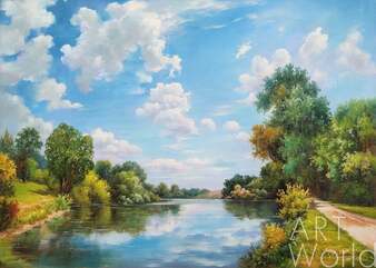 Картина маслом "Летним днем около реки" Артворлд.ру