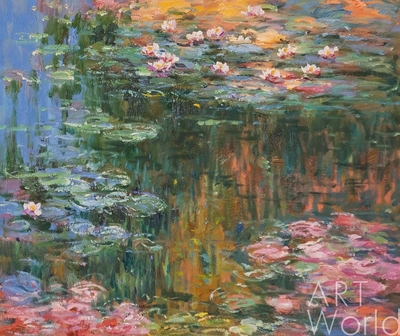 картина масло холст "Водяные лилии", N22, копия С. Камского картины Клода Моне, Моне Клод Артворлд.ру
