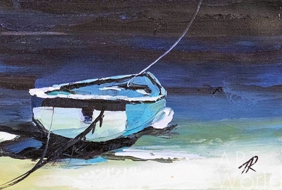 картина масло холст Картина маслом "Лодка. На средиземноморском побережье N3", Родригес Хосе, LegacyArt Артворлд.ру
