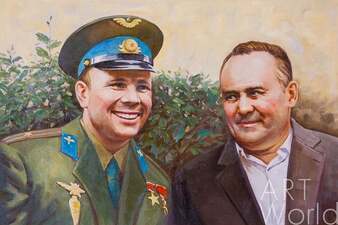 Картина маслом "Портрет Ю. А. Гагарина и С. П. Королева" Артворлд.ру