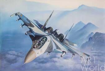 Картина маслом "Самолет Су-35. Покоряя небо" Артворлд.ру