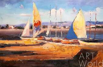 Картина маслом "Лодки у берега. Полдень N2" Артворлд.ру