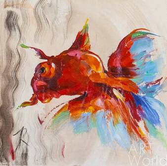 Картина маслом "Золотая рыбка. Красный телескоп" Артворлд.ру
