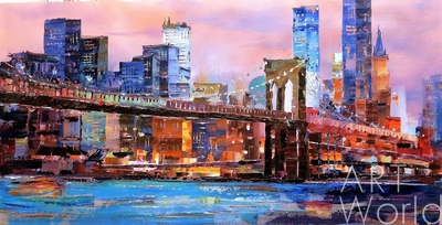 картина масло холст Картина маслом "Бруклинский мост N2", Родригес Хосе, LegacyArt Артворлд.ру