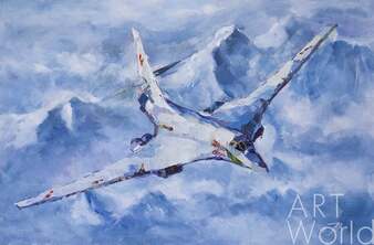 Картина маслом "Белый лебедь. Ту-160" N2 Серия "Самолеты" Артворлд.ру