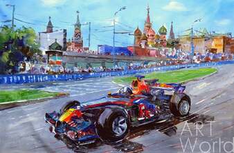 Картина маслом "Формула-1. Гонки на Красной площади" Артворлд.ру