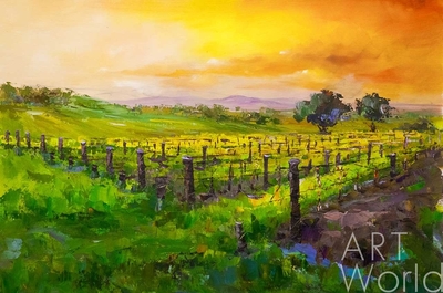 картина масло холст Пейзаж маслом "Виноградные поля в Тоскане", Родригес Хосе, LegacyArt Артворлд.ру