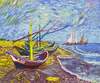 картина масло холст Рыбачьи лодки на берегу в Сен-Марье (копия Анджея Влодарчика), Ван Гог