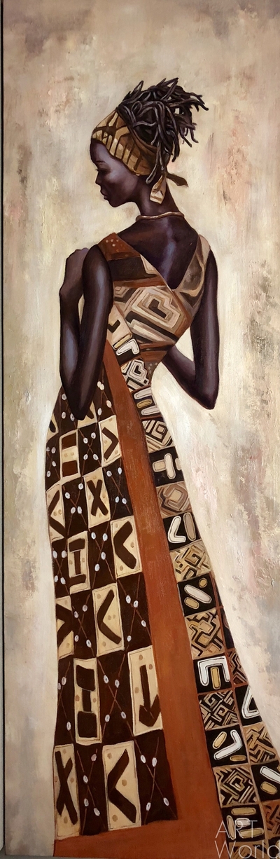 картина масло холст Картина "Портрет девушки. Африканские мотивы", Виверс Кристина, LegacyArt Артворлд.ру