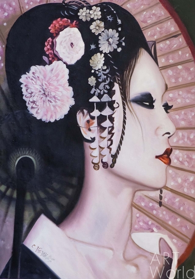 картина масло холст Портрет маслом "Memoirs of a Geisha. В поисках красоты. Мой взгляд. N11", Виверс Кристина, LegacyArt Артворлд.ру
