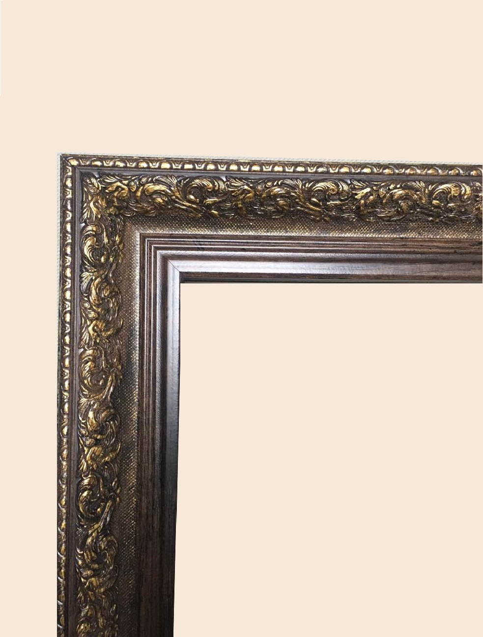 картина масло холст Багет коричневый с золотым орнаментом,  Артворлд.ру