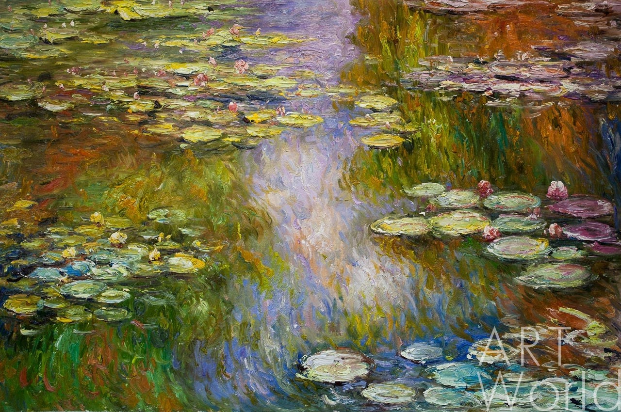 картина масло холст "Водяные лилии", N13, копия С.Камского картины Клода Моне, Моне Клод (Oscar-Claude Monet) Артворлд.ру