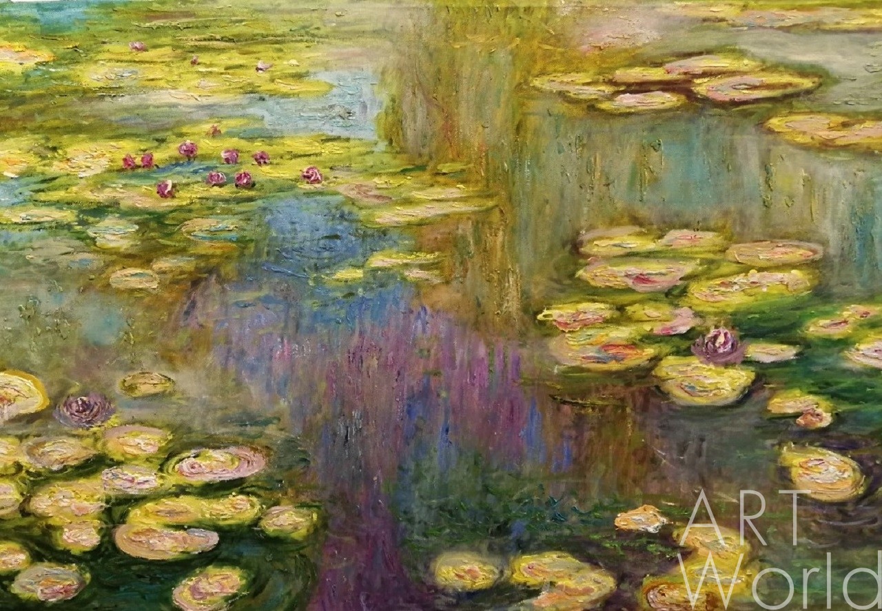 картина масло холст "Водяные лилии", N14, копия С.Камского картины Клода Моне, Моне Клод (Oscar-Claude Monet) Артворлд.ру