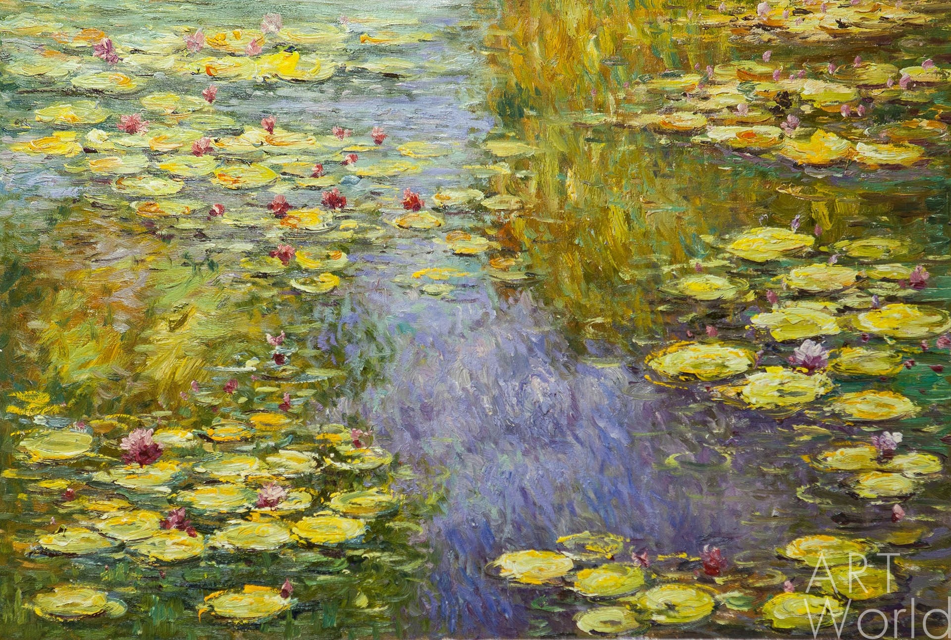картина масло холст "Водяные лилии", N21, копия С.Камского картины Клода Моне, Моне Клод (Oscar-Claude Monet) Артворлд.ру