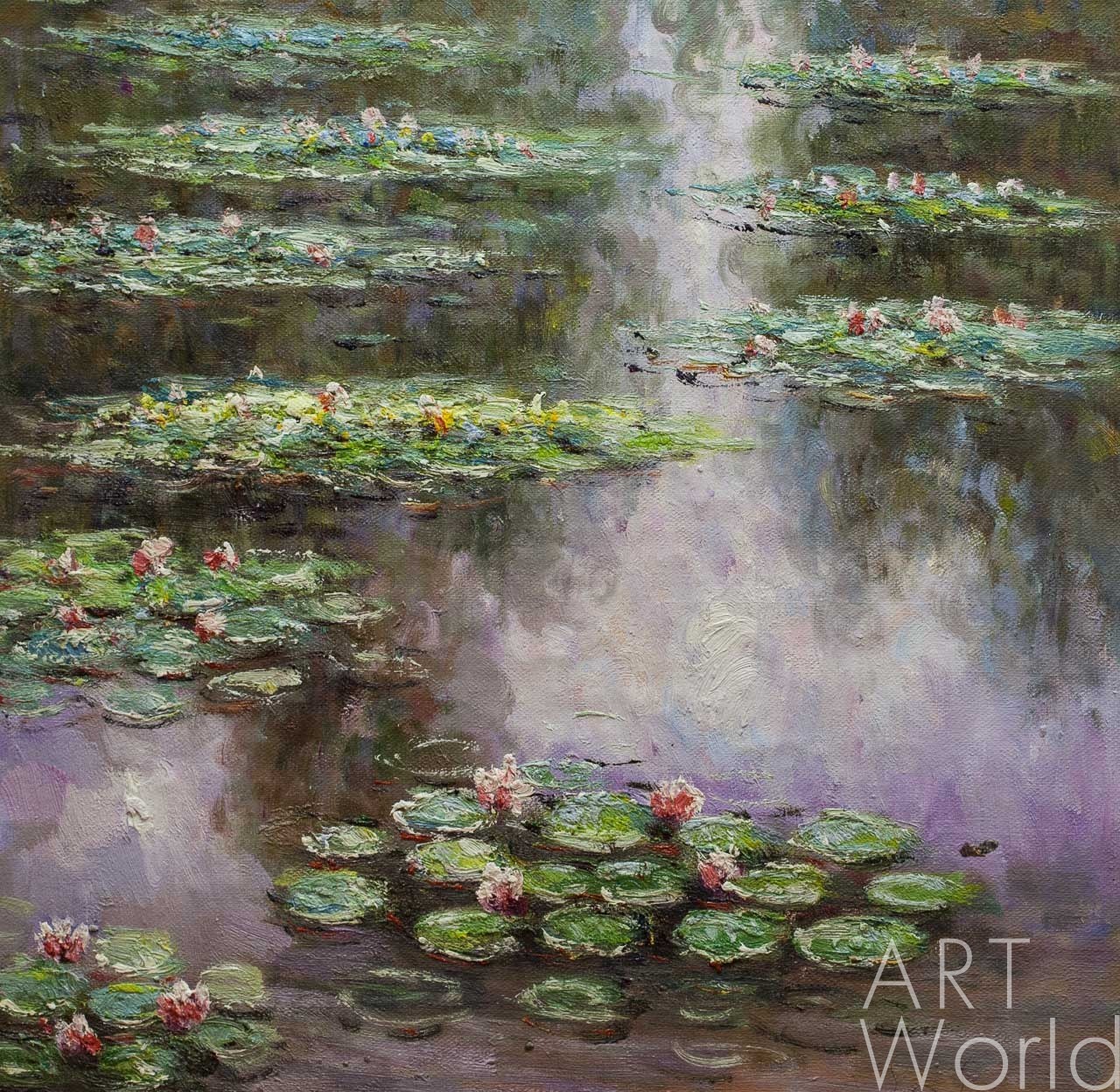 картина масло холст "Водяные лилии", N3, вольная копия С.Камского картины Клода Моне, Моне Клод (Oscar-Claude Monet) Артворлд.ру