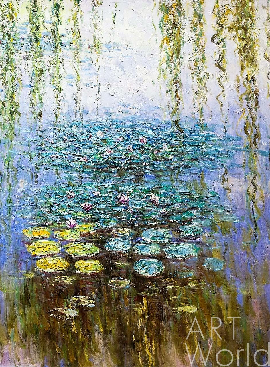 картина масло холст "Водяные лилии", N5, копия С.Камского картины Клода Моне, Моне Клод (Oscar-Claude Monet) Артворлд.ру