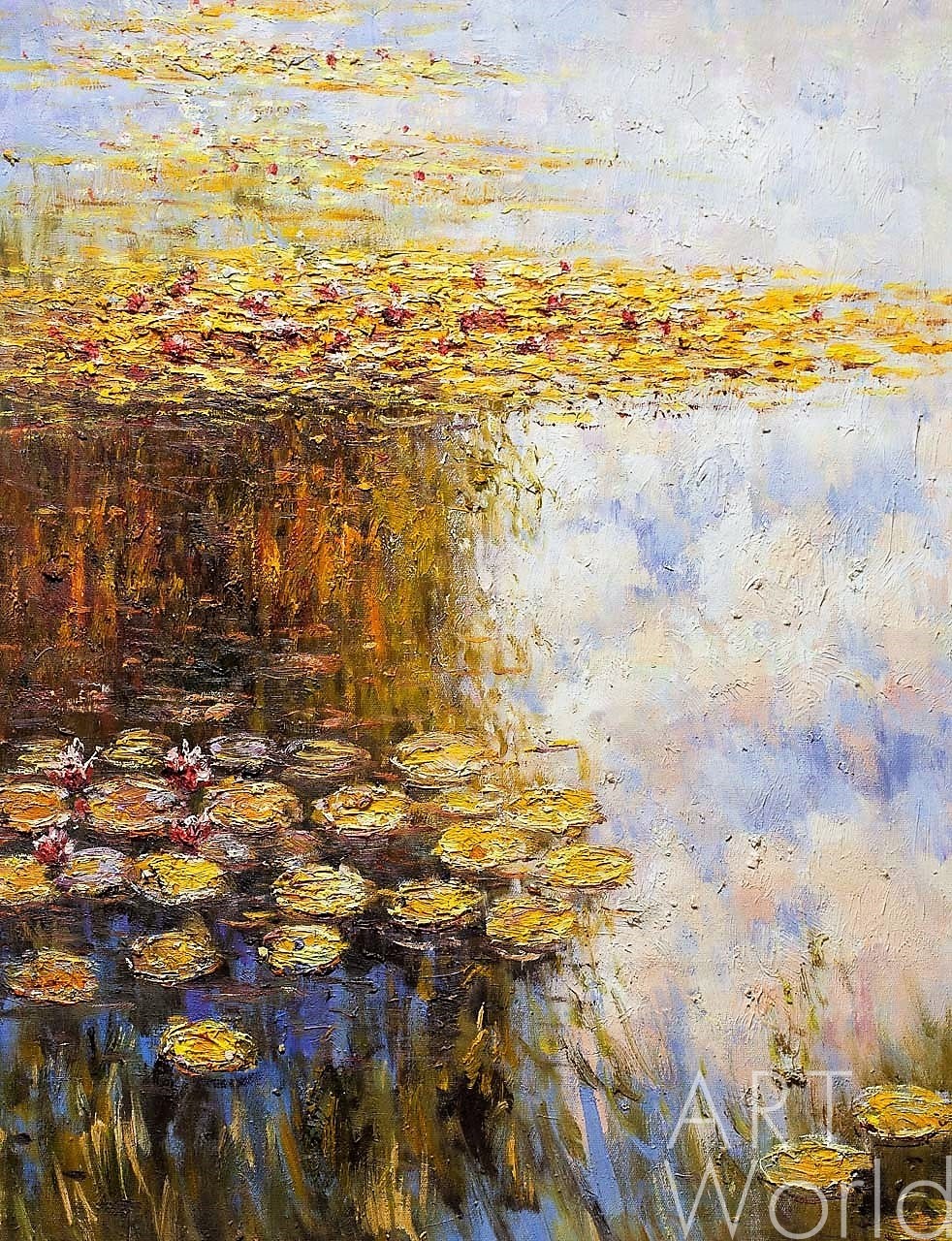 картина масло холст "Водяные лилии", N6, копия С.Камского картины Клода Моне, Моне Клод (Oscar-Claude Monet) Артворлд.ру