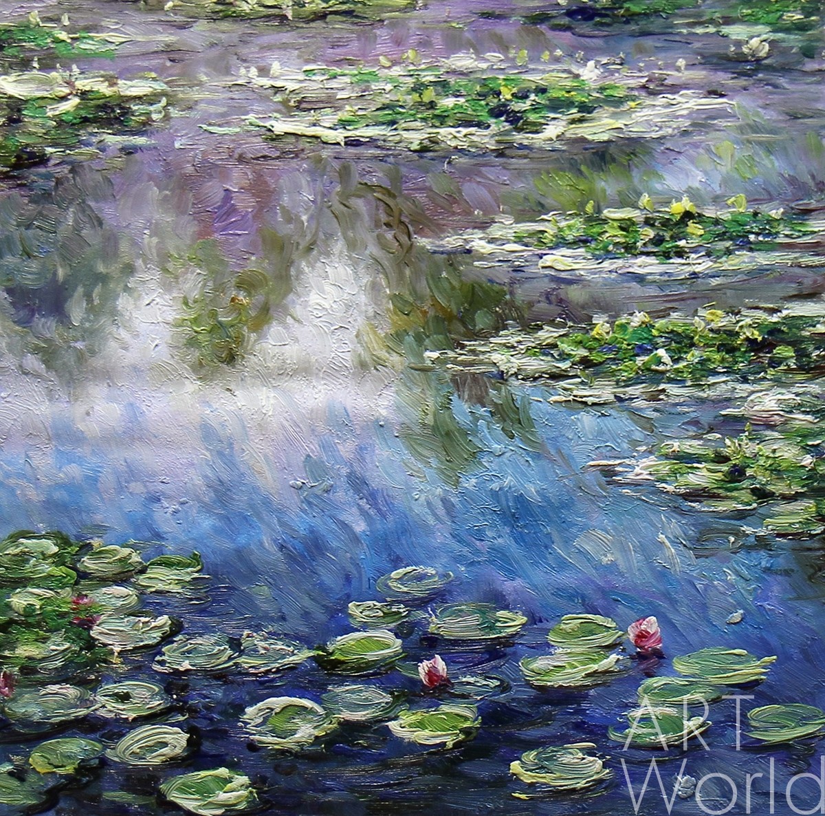 картина масло холст "Водяные лилии", N8, копия С.Камского картины Клода Моне, Моне Клод (Oscar-Claude Monet) Артворлд.ру