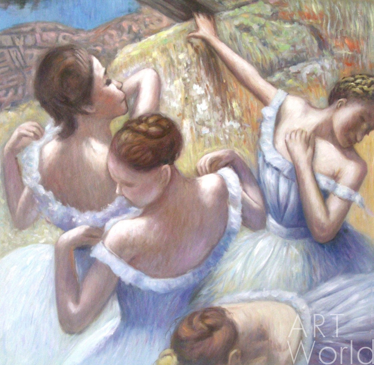 картина масло холст Копия картины Эдгара Дега "Голубые танцовщицы", Камский Савелий, LegacyArt