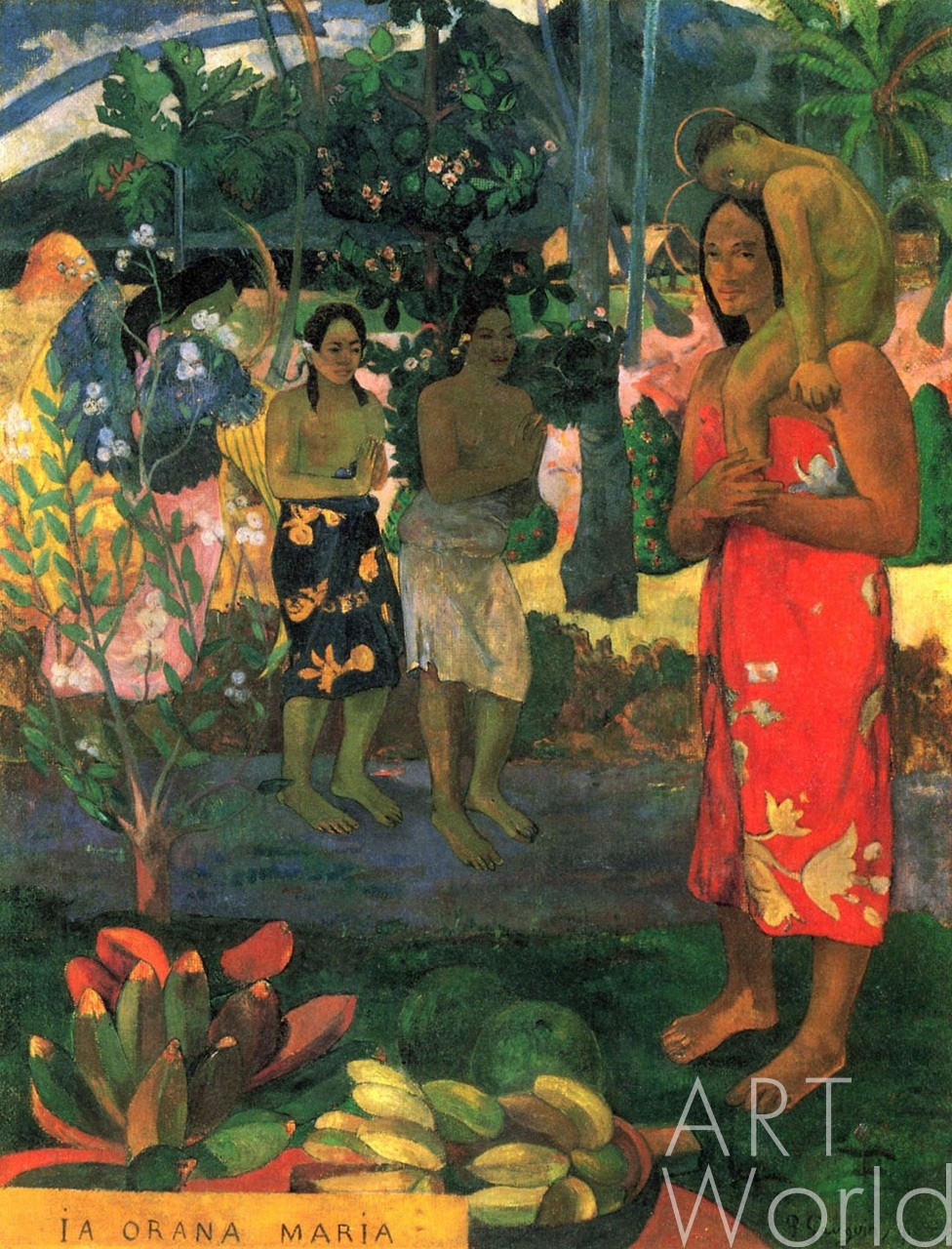 картина масло холст "La Orana Maria 1891г.", Гоген Поль (Paul Gauguin) Артворлд.ру