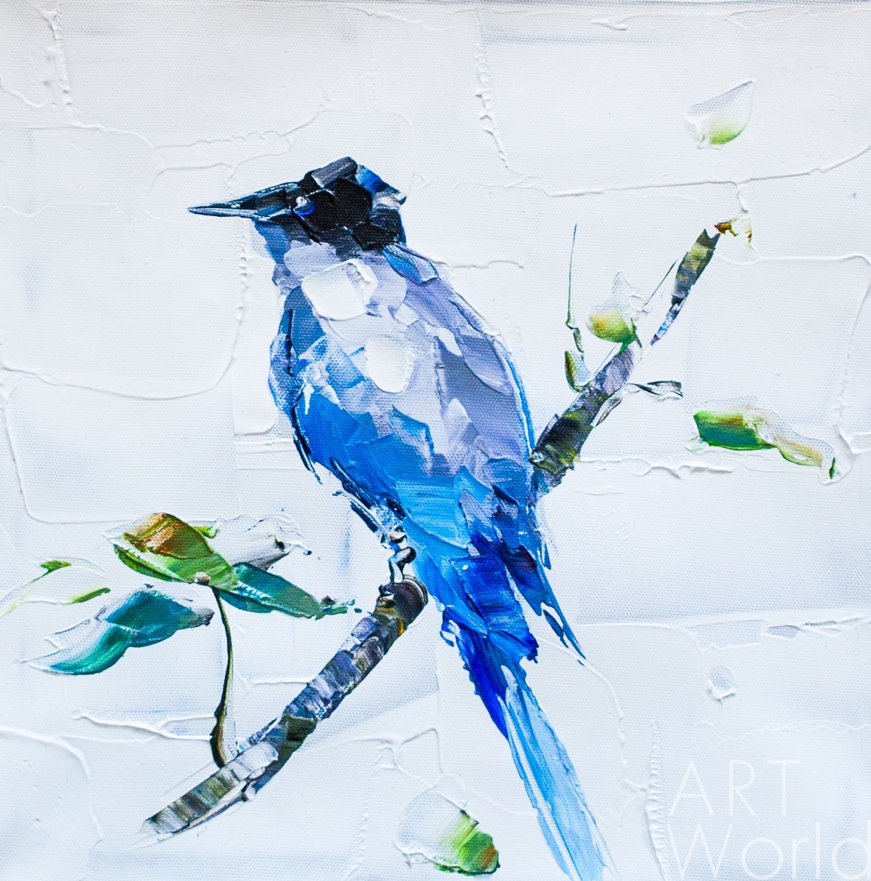 картина масло холст Картина маслом "Синяя птица счастья", серия "Птицы", Родригес Хосе, LegacyArt Артворлд.ру