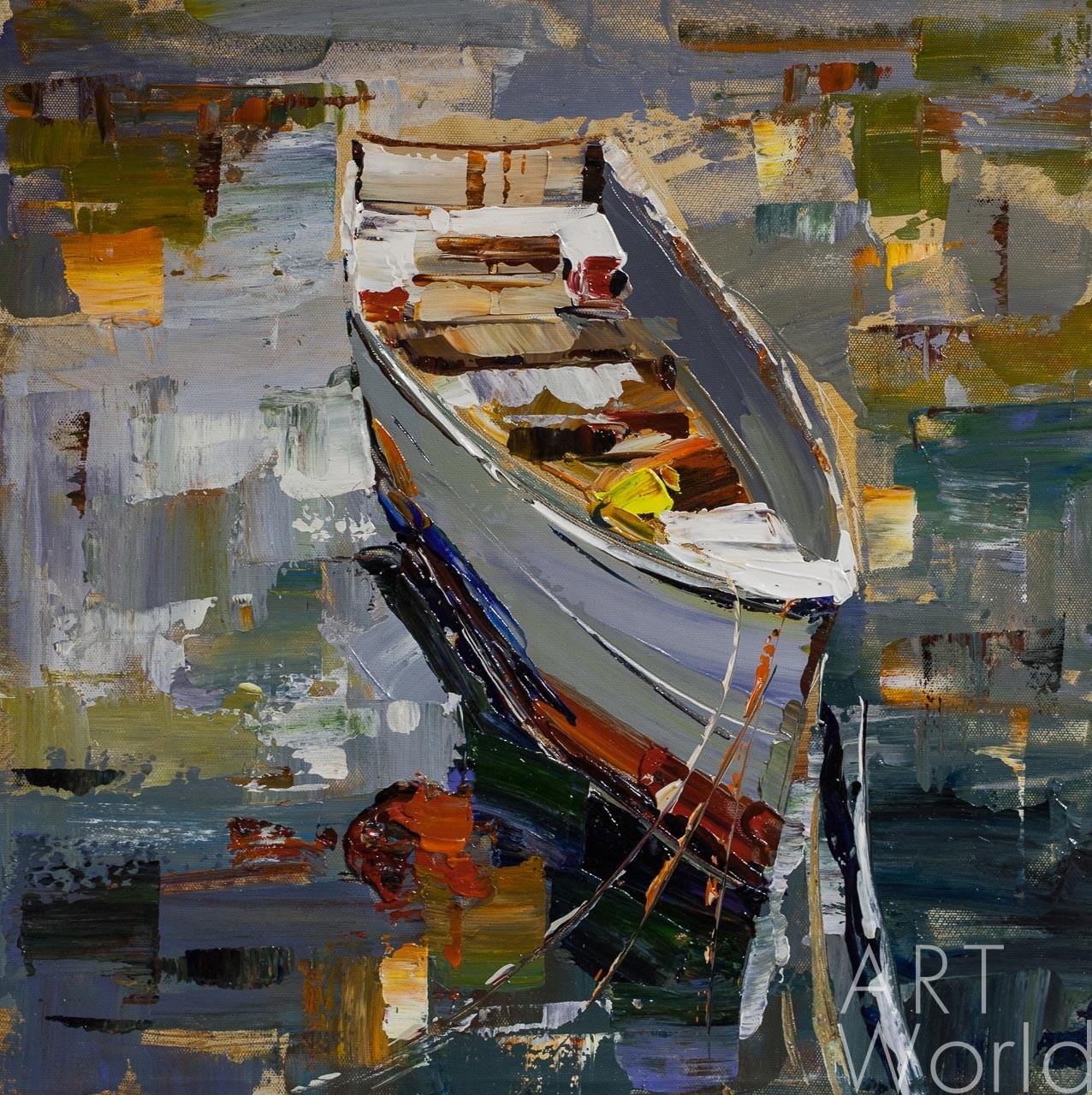 картина масло холст Морской пейзаж маслом "Лодка на воде", Родригес Хосе, LegacyArt Артворлд.ру