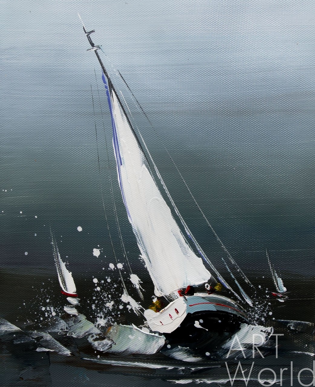 картина масло холст Морской пейзаж маслом "Яхтинг. Белый парус", Родригес Хосе, LegacyArt